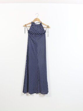 *Young Innocent Blue & White Polka Dot Maxi Halter Dress